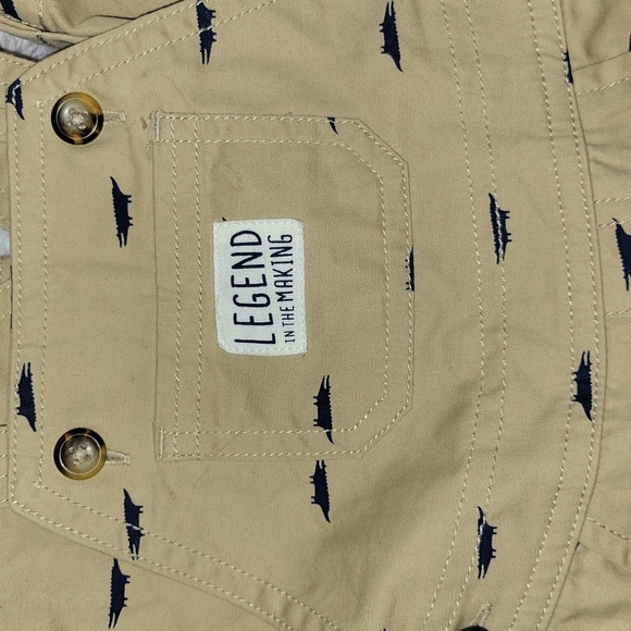 Carter's Khaki Overalls with Striped Long Sleeve Top Size 6m - Picture 2 of 7